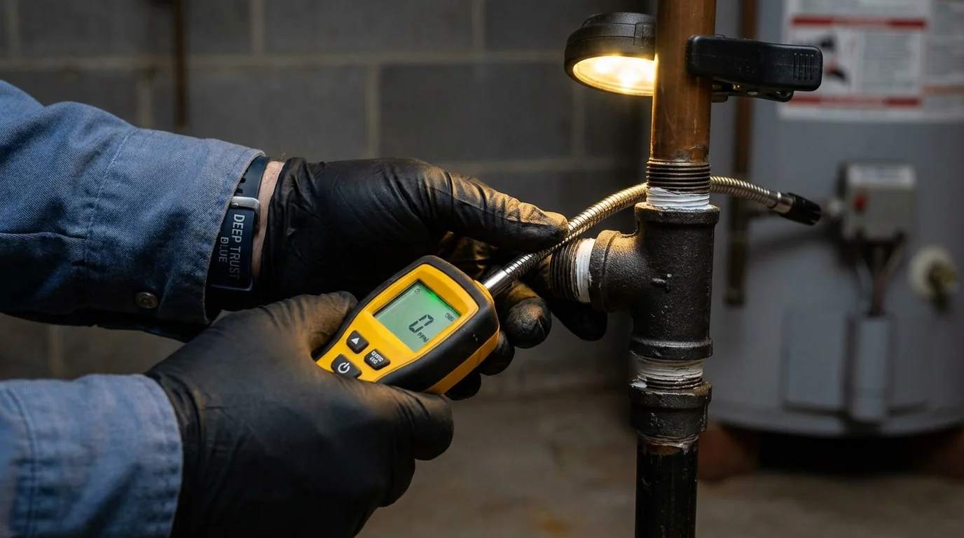 Gas leak detection with electronic sniffer by Johns Plumbing LLC in Glen Alpine