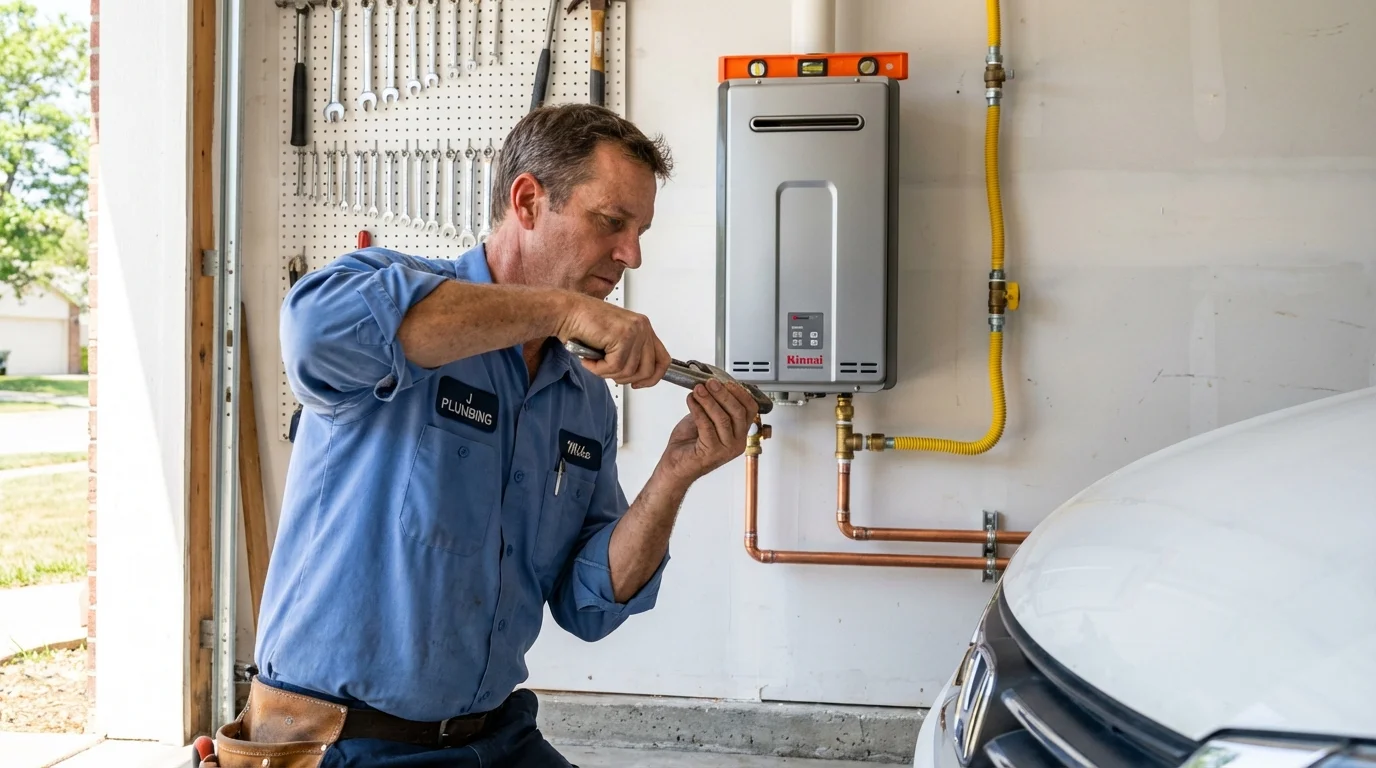 Tankless water heater installation by a Johns Plumbing LLC plumber in Glen Alpine